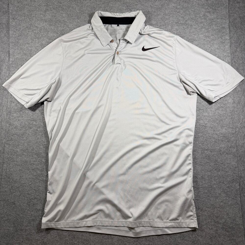 Vintage Nike Golf Polo Mens L Gray Dri-Fit Moisture Wicking Standard Fit Boxy